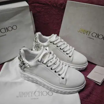 JIMMY CHOO Diamond 내퍼 가죽 스니커즈 23CM