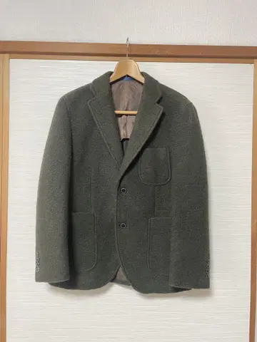 남성용 올리브 그린 트위드 자켓 테일러드 자켓
