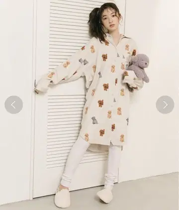 젤라또피케 토이 푸들 패턴 플란넬 셔츠 원피스