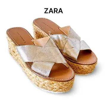 ZARA 자라 크로스오버 웨지 밑창 샌들