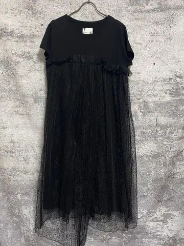 오키라쿠 레이스 레이어드 티셔츠 원피스