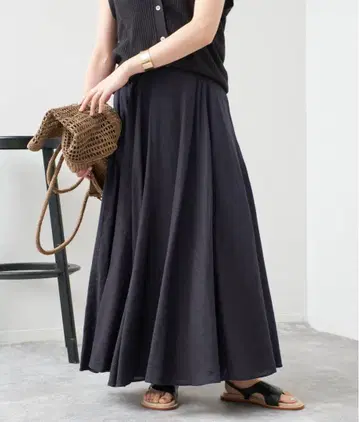 Spick & Span 린넨 블렌드 이지 플레어 스커트