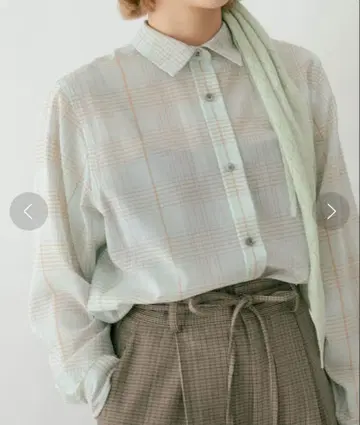 IENA LA BOUCLE 격자 무늬 시어 울 셔츠 블라우스