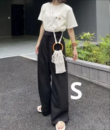 헴 후크 2WAY 와이드 팬츠 블랙 S