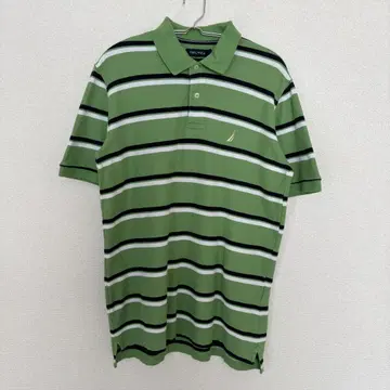 NAUTICA 노티카 피케 셔츠 그린 반팔 스트라이프 새상품급 S