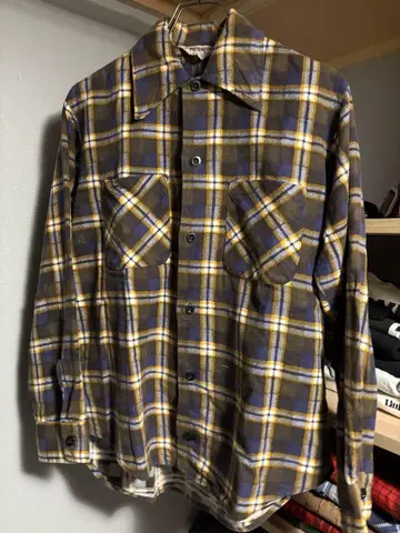 Wrangler 체크 무늬 프린트 플란넬 셔츠 50년대 60년대 70년대