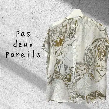 Pas deux Pareils 파두파레이 교토 마블 반팔 블라우스