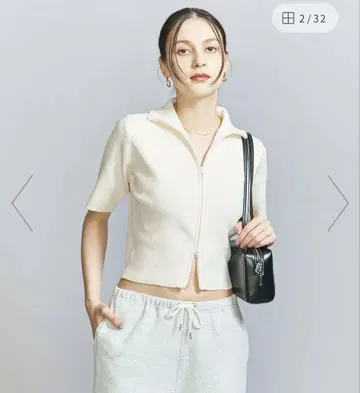 코튼 블렌드 리브 지퍼 가디건
