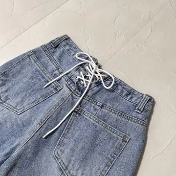 레이스업 부츠 컷 데님 라이트 블루 mite S 사이즈 컷