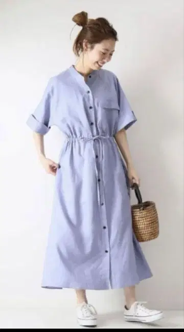 Spick & Span 린넨 드로스트 셔츠 원피스