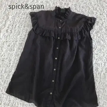 스픽 앤 스팬 슬리브리스 프릴 블라우스 블랙 검정