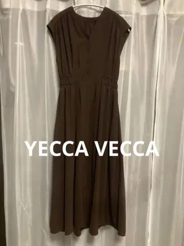 yecca vecca 브라운 반팔 롱 원피스
