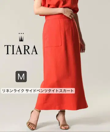 TIARA 사이드 벤트 타이트 스커트 M 롱 스커트 레드 빨간색