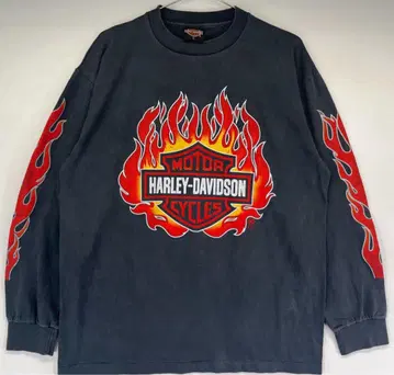 HARLEY DAVIDSON 프레임 롱 T 파이어 패턴 블랙 L