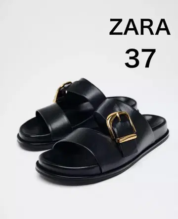 자라 버클 플랫 샌들 37 24cm