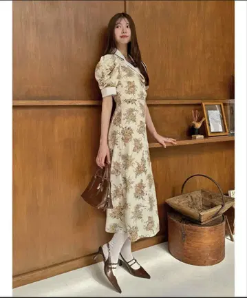 snidel 멀티 프린트 퍼프 슬리브 원피스