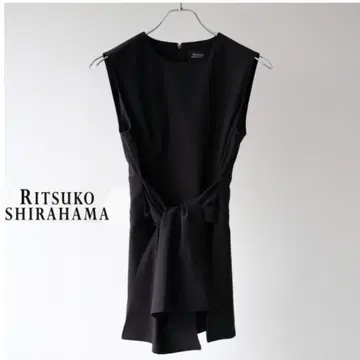 RITSUKO SHIRAHAMA 리츠코 시라하마 슬리브리스 블라우스 블랙