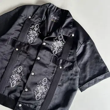 campos VINTAGE 60s 반팔 쿠바 셔츠 블랙 멕시코제
