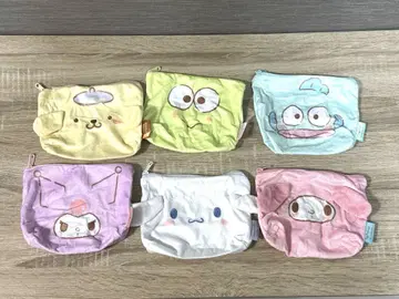 산리오 캐릭터즈 푹신푹신 FACE 사다리꼴 파우치] 전 6종 세트