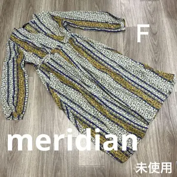 미사용 meridian F 꽃무늬 스트라이프 롱 티셔츠 원피스 포켓 있음