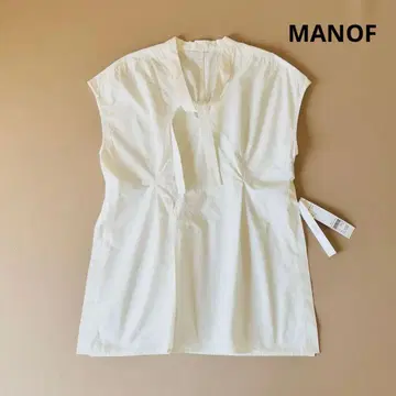 새상품 마노프 MANOF DEEP SLIT RIBBON TOPS