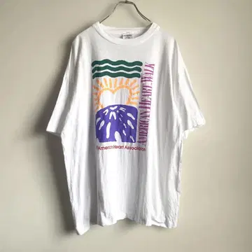 90s American Heart Walk 아트 디자인 프린트 티셔츠