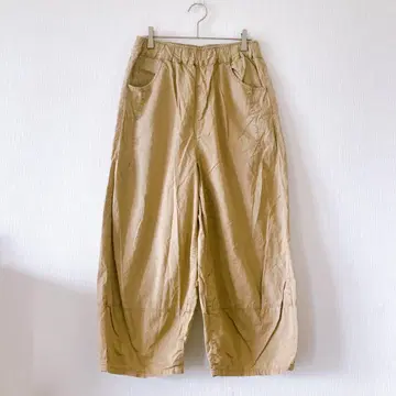 새상품급 츠무구 와이드 팬츠 베이지 넉넉한 허리 밴딩 4703