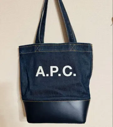 아페쎄 로고 데님 토트백 가죽 apc 아페쎄