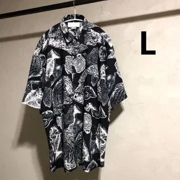 USA제 레이온 셔츠 화석 무늬 블랙 L 상당