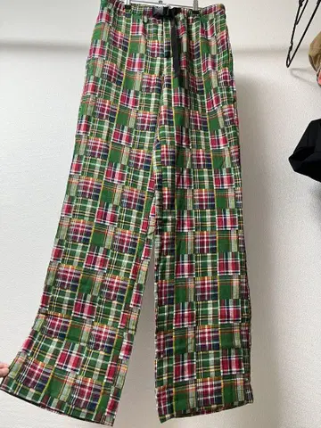 SHAGGY 체크 무늬 이지 팬츠 벨트 포함 XL