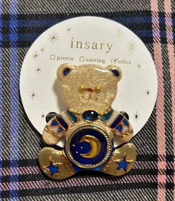 insary405 우주 곰 달 브로치 B