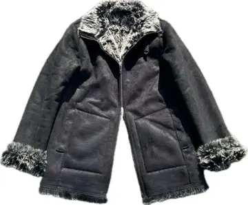 00s fur mouton jacket black archive y2k
