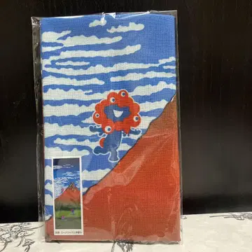 그림 수건  호쿠사이  부드럽게 솟은 빨간 후지산