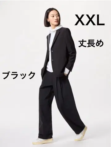 유니클로 울트라 스트레치 액티브 와이드 팬츠 블랙 2XL 긴 길이