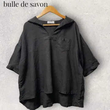 bulle de savon 린넨 린넨 블라우스 셔츠 블랙 뷔르데사봉