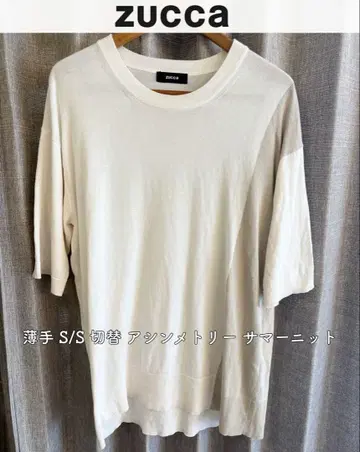새상품급! zucca 주카 얇은 소재 S/S 절개 비대칭 썸머 니트