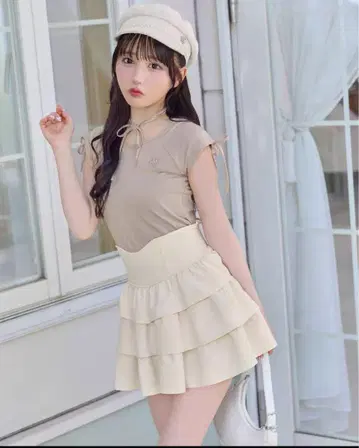 미셸 마카롱 프릴 슬림 레그 스커트 아이보리 XS