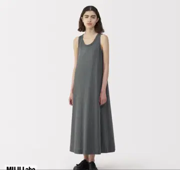 미사용 무인양품 MUJI labo 슬리브리스 롱 원피스 린넨 혼방