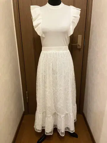 michell 마카롱 화이트 레이스 원피스