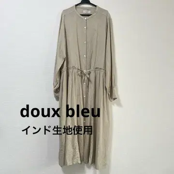 doux bleu 롱 원피스 인도 원단 사용 베이지 린넨 혼방