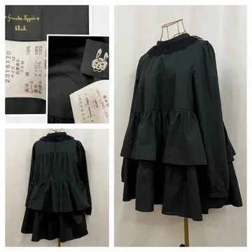 franche lippee 블랙 티어드 튜닉 블라우스