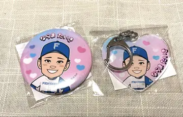 홋카이도 일본 햄 파이터즈 귀여운 시리즈 캔뱃지 & 키링 나라마 오오미