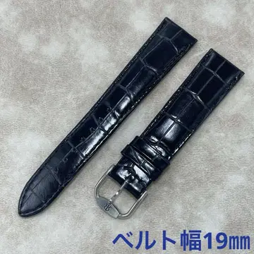 Revue Thommen 시계 가죽 벨트 크로코 블랙
