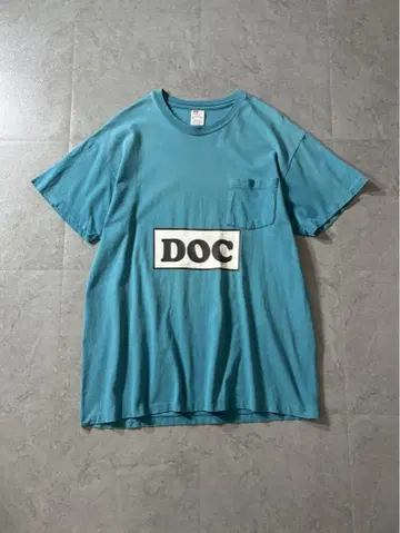 90s USA제 Hanes DOC 로고 티셔츠 페이드 싱글 스티치