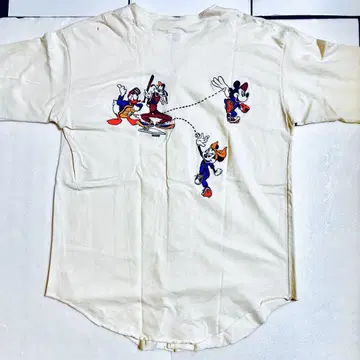 90s Velvasheen 베이스볼 셔츠 티셔츠 XL 베이지