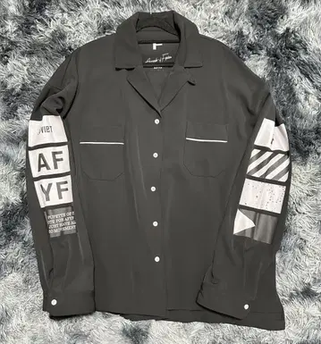 AFYF 그래픽 버튼 셔츠 F 사이즈 블랙
