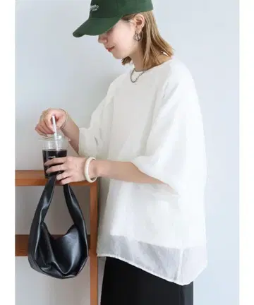 오간자 레이어드 래글런 상의