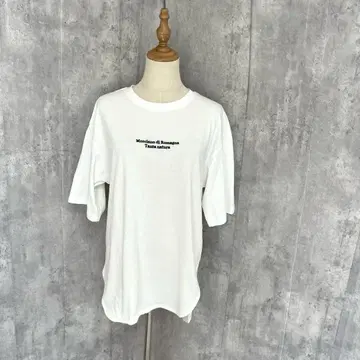AQUAHISTORY 오버 사이즈 영문 로고 자수 비대칭 티셔츠