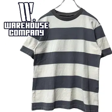 WAREHOUSE 웨어하우스 보더 티셔츠 그레이 화이트