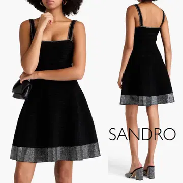 SANDRO 블랙 리브 미니 원피스